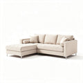 Lichte hoesbank met chaise longue in stof van 200 x 90 x 85cm