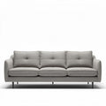 Grijze stoffen bank met zitkussens en metalen poten 200 x 90 x 85cm