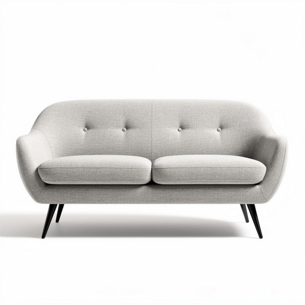 Bank van stof in lichtgrijze kleur met afmetingen 150 x 80 x 70cm