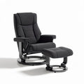 Relaxfauteuil en stof met voetensteun en draaibare basis zwart 90 x 80 x 100cm