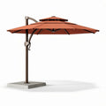 Zonneparasol met een ronde voet en een diameter van 300 cm in terracotta kleur