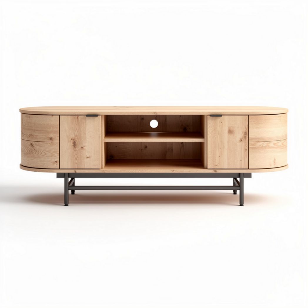 TV-meubel van hout en staal met opbergruimte 150 x 40 x 50cm