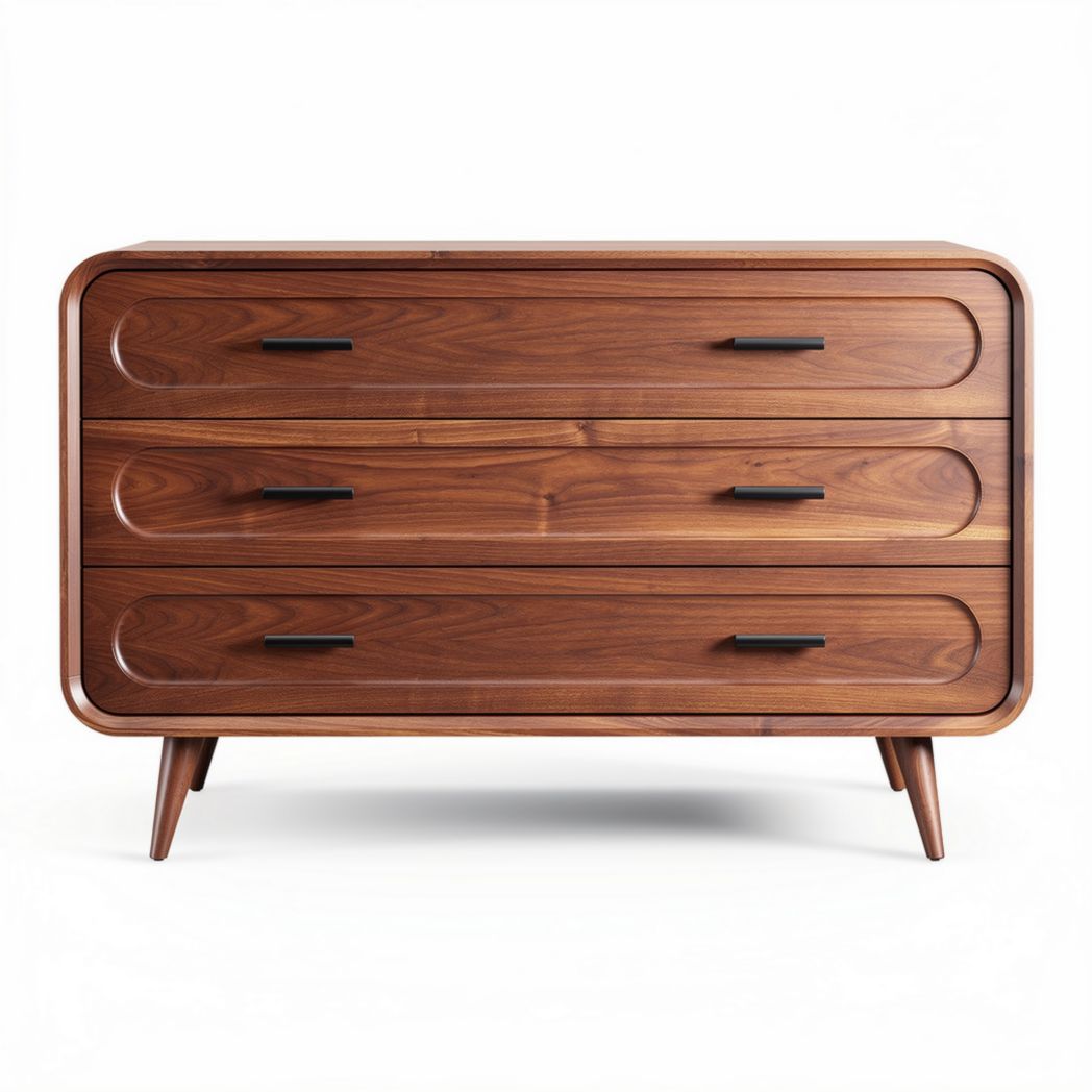 houten kast met drie lades 80 x 40 x 70cm in walnootkleur
